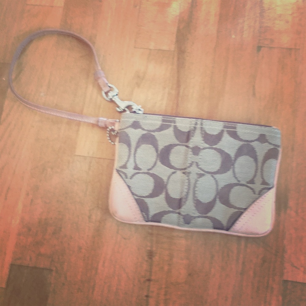 Coach taupe wristlet.